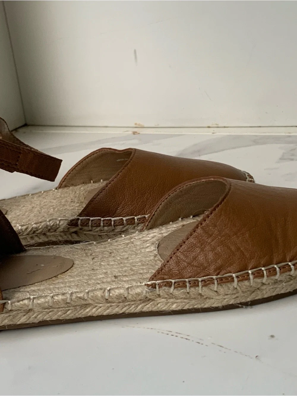 Eileen Fisher Brown Leather Espadrille Ankle-Strap Sandals